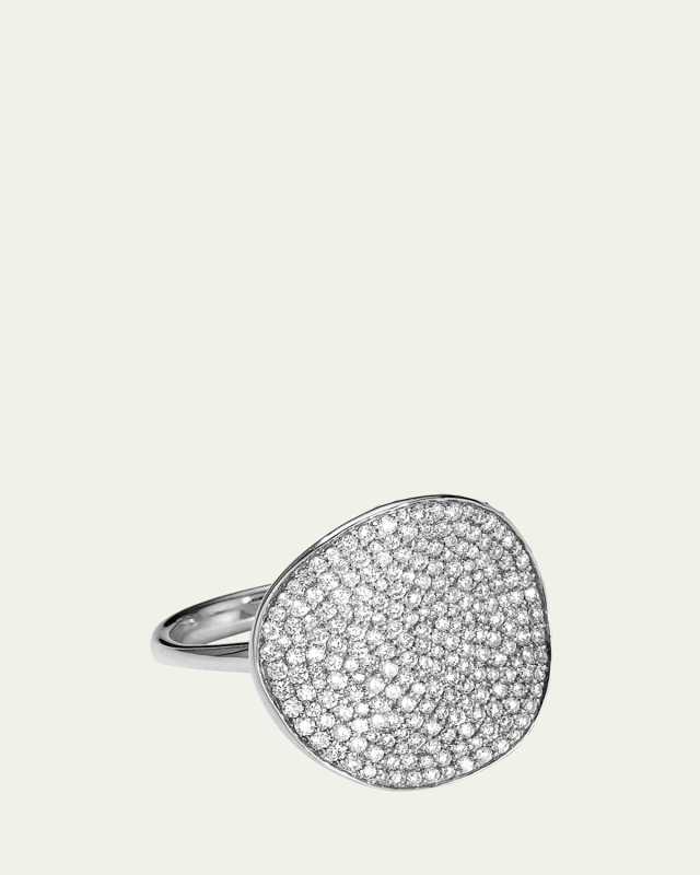 Large Flower Ring in Sterling Silver with Diamonds